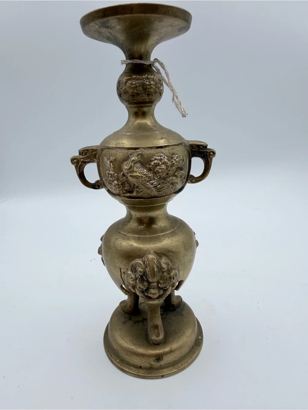 Antique Brass Decorative Candle Holder in Gold Tone